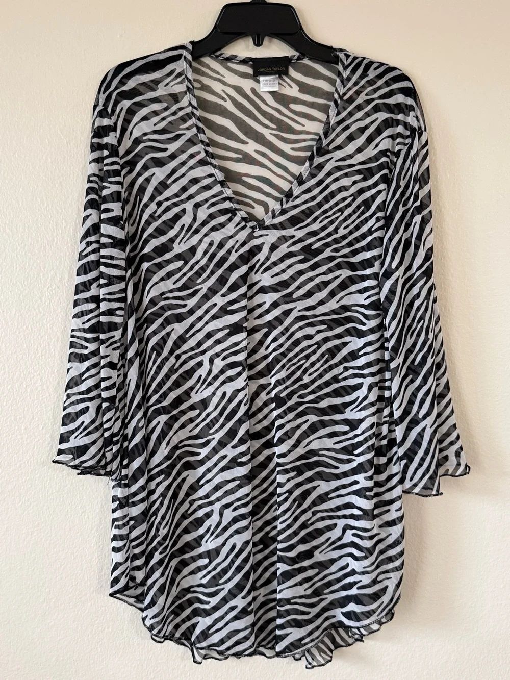 Vintage y2k Black and White Zebra Print Swim mesh Coverup made in USA